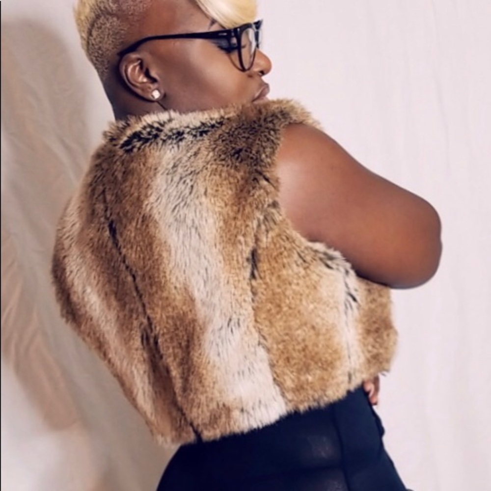 DKNY Jean faux fur vest